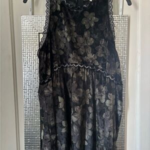 Floral Lace Black Tank Top Blouse